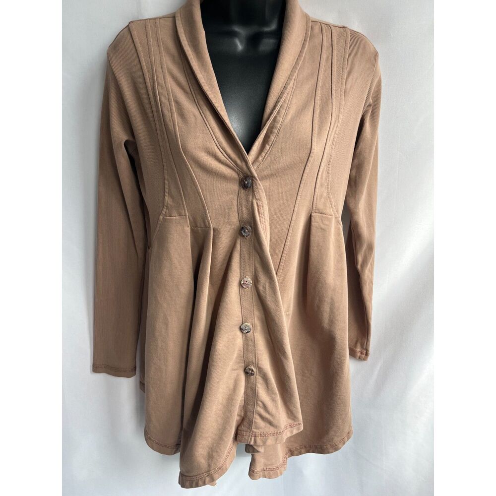 Color me Cotton Tan Beige Cardigan Jacket Lightweight Sz XS Minimalist Lagenlook